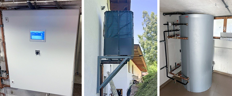 neue Wärmepumpe mit Pufferspeicher und Wechselrichter